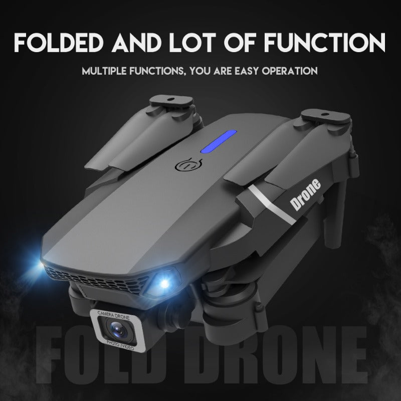 KBDFA E88 Drone - HD WIFI Helicopter with 4K Camera, Foldable Quadcopter, 1181.1inch Maximum Flight Altitude, 3m/s Speed, 5 Minute Battery Life, Black and Gray, Rechargeable Li-Polymer Battery, 1800mAh, 1181.1inch Control Ran - Kergle