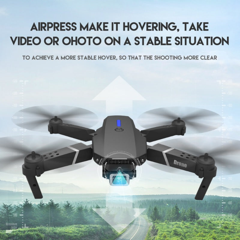 KBDFA E88 Drone - HD WIFI Helicopter with 4K Camera, Foldable Quadcopter, 1181.1inch Maximum Flight Altitude, 3m/s Speed, 5 Minute Battery Life, Black and Gray, Rechargeable Li-Polymer Battery, 1800mAh, 1181.1inch Control Ran - Kergle