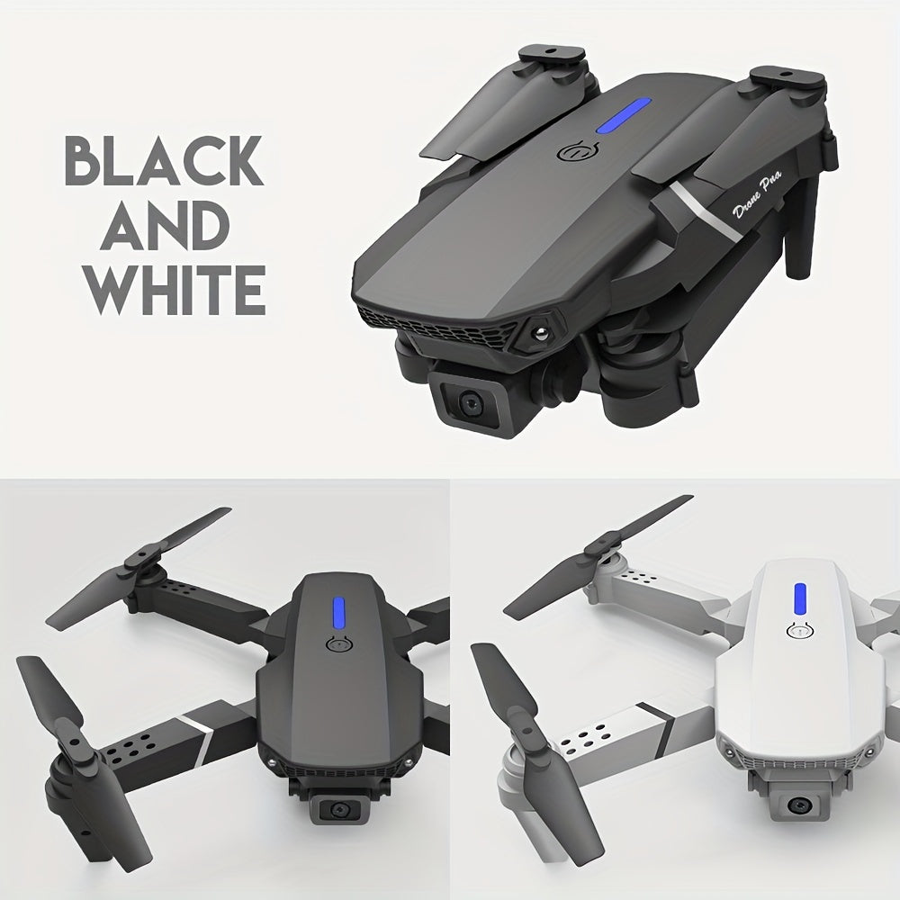 KBDFA E88 Drone - HD WIFI Helicopter with 4K Camera, Foldable Quadcopter, 1181.1inch Maximum Flight Altitude, 3m/s Speed, 5 Minute Battery Life, Black and Gray, Rechargeable Li-Polymer Battery, 1800mAh, 1181.1inch Control Ran - Kergle