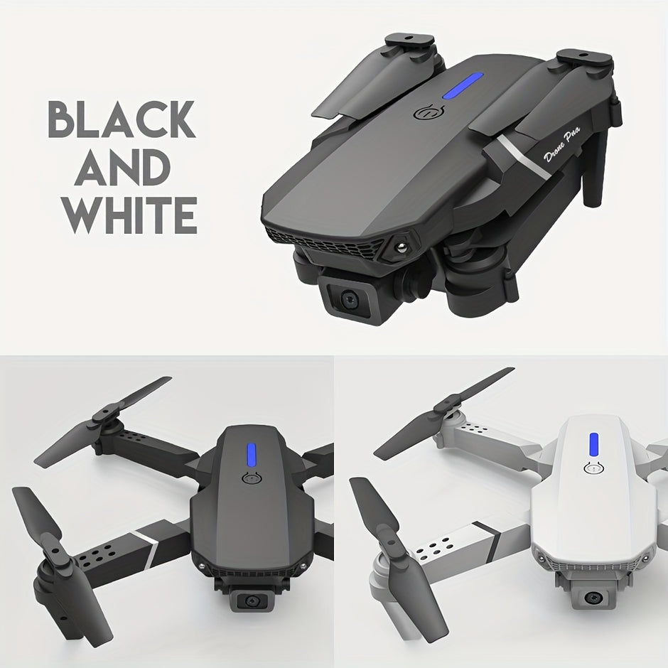 KBDFA E88 Drone - HD WIFI Helicopter with 4K Camera, Foldable Quadcopter, 1181.1inch Maximum Flight Altitude, 3m/s Speed, 5 Minute Battery Life, Black and Gray, Rechargeable Li-Polymer Battery, 1800mAh, 1181.1inch Control Ran - Kergle