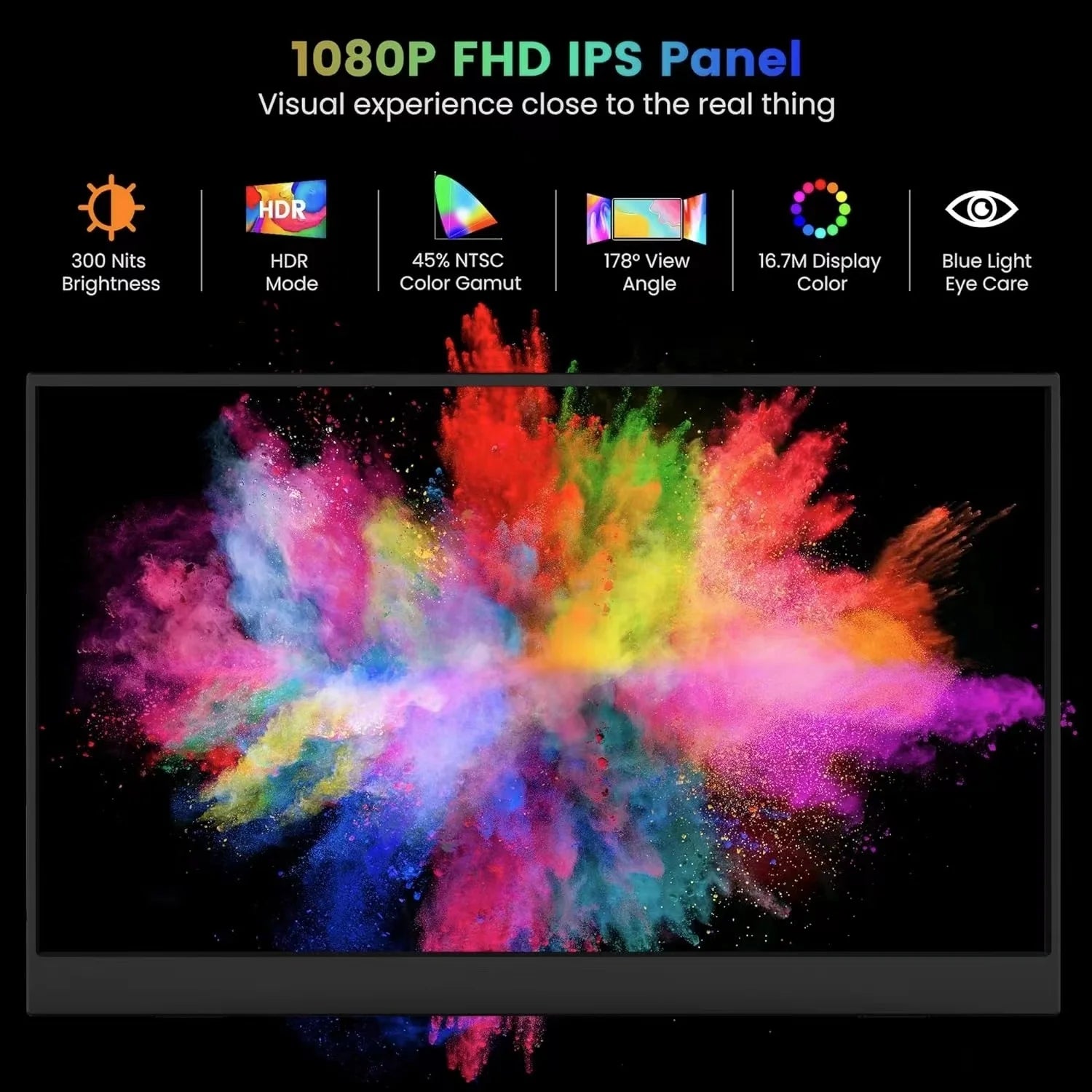 15.6 Inch IPS 1080P FHD Full HD Gaming USB-C Portable Monitor Screen Extender for Laptop Mobile Portable Monitor - Kergle