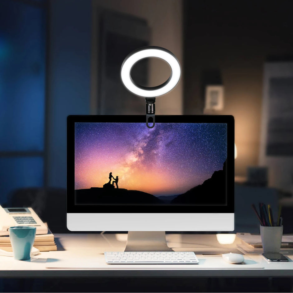 LED Ring Light With Clip On Laptop Computer Fill Lamp For Video Conference Lighting Kit Zoom Webcam Chat Live Streaming Youtube - Kergle