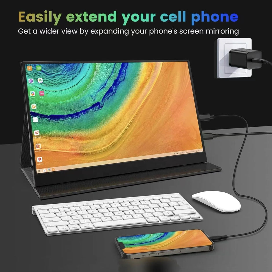 15.6 Inch IPS 1080P FHD Full HD Gaming USB-C Portable Monitor Screen Extender for Laptop Mobile Portable Monitor - Kergle
