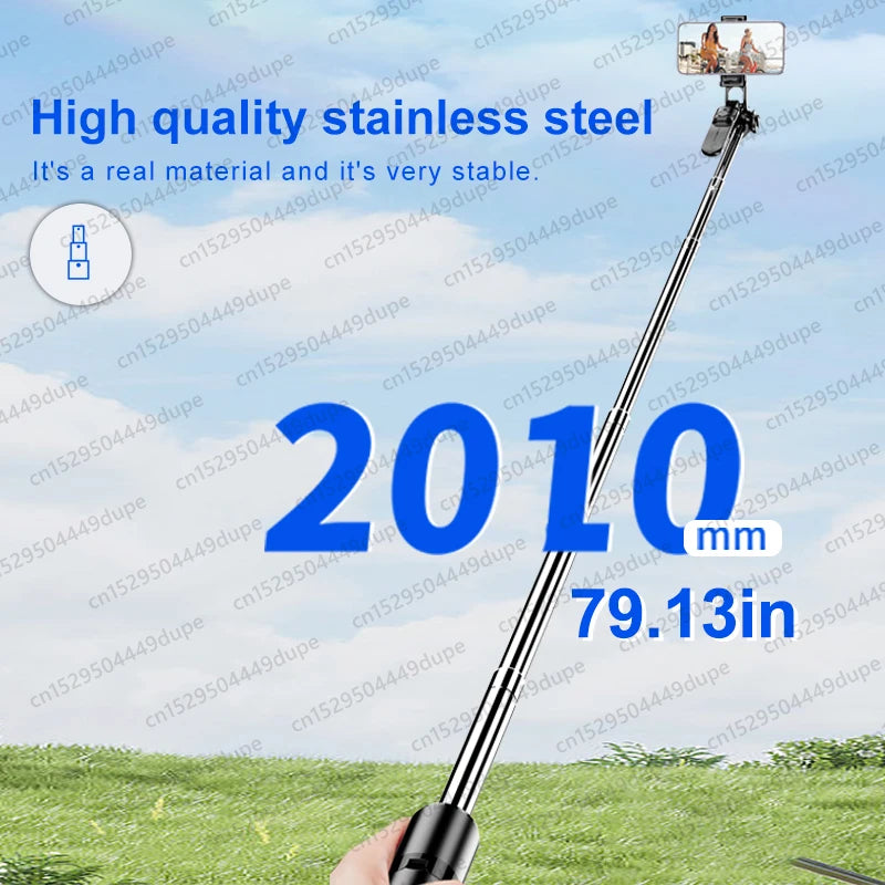 Tripod for Mobile Phone,2m Portable Selfie Stick with Wireless Remote Shutter,Stand for Camera Phone Photography - Kergle