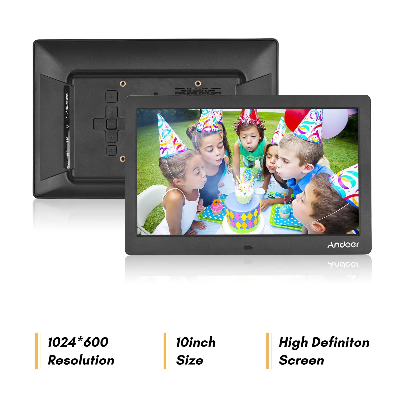 10 Inch Wide LCD Screen Digital Photo Frame 1024 * 600 High Resolution Electronic Photo Frame with MP3 MP4 Video Player Calendar