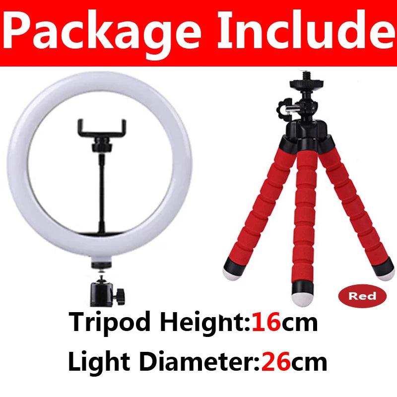 LED Ring Light Photography Adjustable Lighting Phone Ringlight With 20cm Tripod Stand USB Round Fill Lamp For Phone Video Live - Kergle
