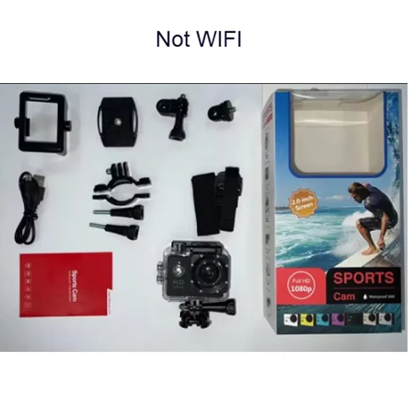  Action Camera 4K WiFi 2.0 Inch Touch Screen 140° Wide Angle Video Recording 30M Waterproof Bicycle Motorcycles Sports Cameras - Kergle