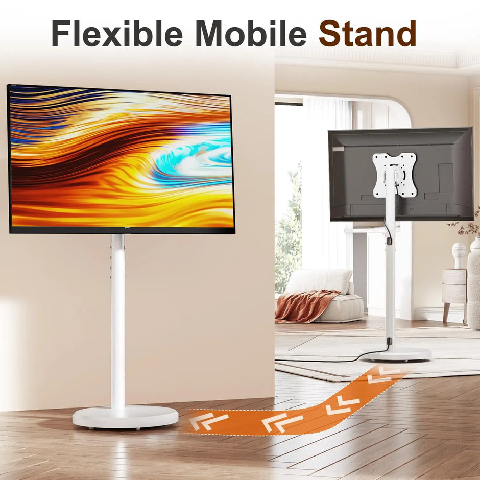 Rolling TV Cart for 10-42 Inch TV Stand Mobile Computer Stand Vertical Monitor Stand Screen Hanger Floor Art Display Stand - Kergle