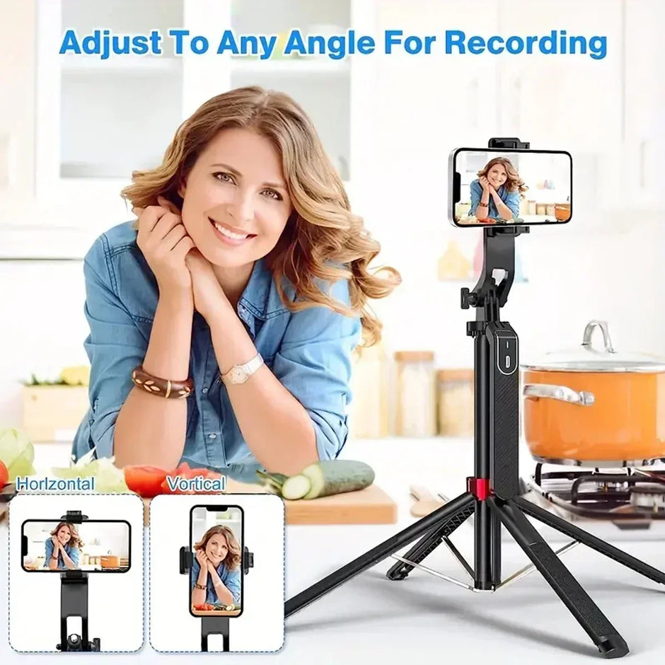 Portable camera tripod with wireless remote control and 360 ° rotation for video recording, video recording, and live streaming - Kergle