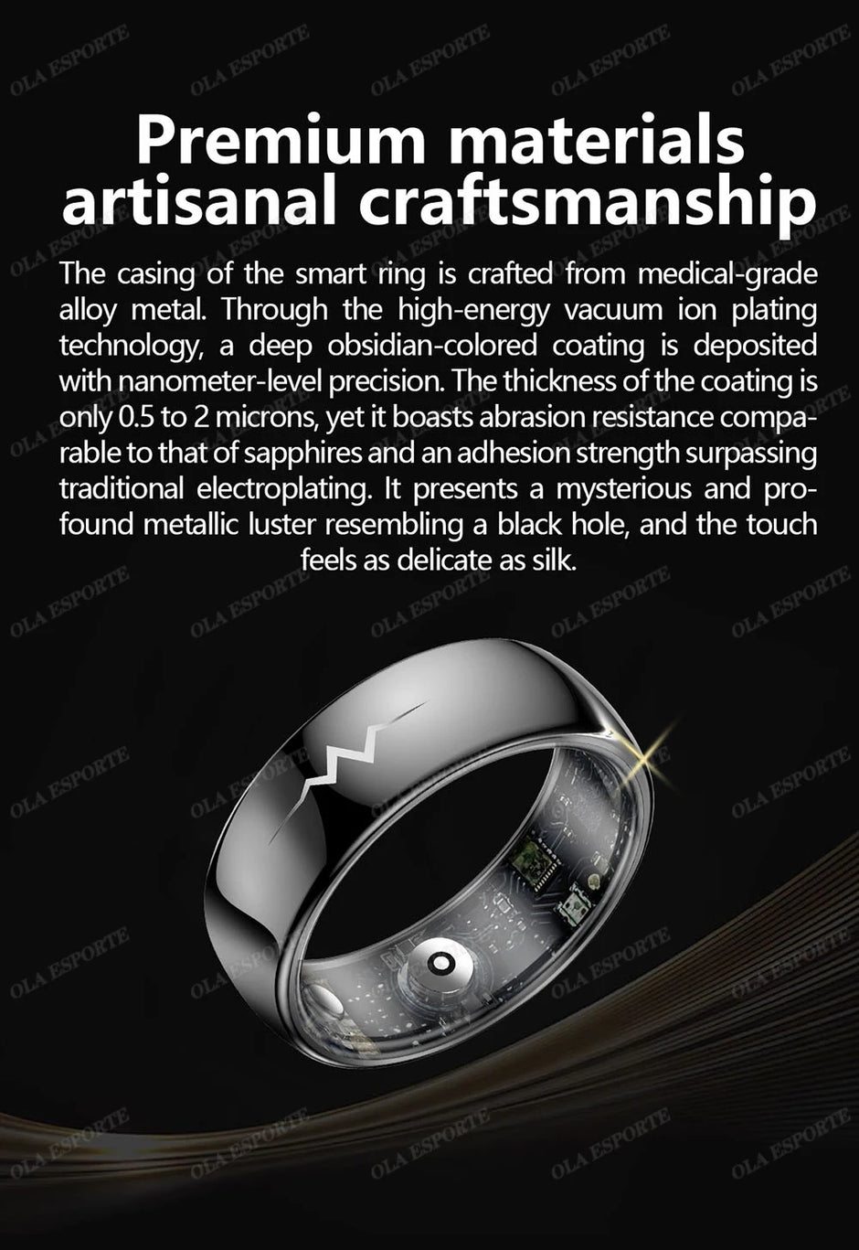 New ECG Monitor Smart Ring 2025 Heart Rate Blood Oxygen Health Monitoring Multi-sport Mode Temperature 3ATM Waterproof Smartring - Kergle