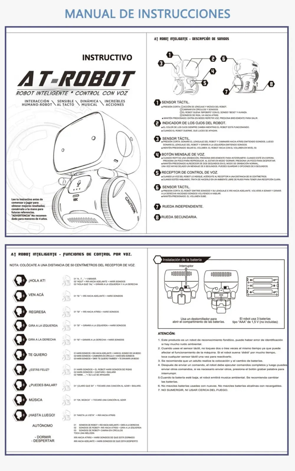 Toy Robot Intelligent Robots Russian & English & Spanish Version Voice & Touch control Toys Interactive Educational RC Robot - Kergle