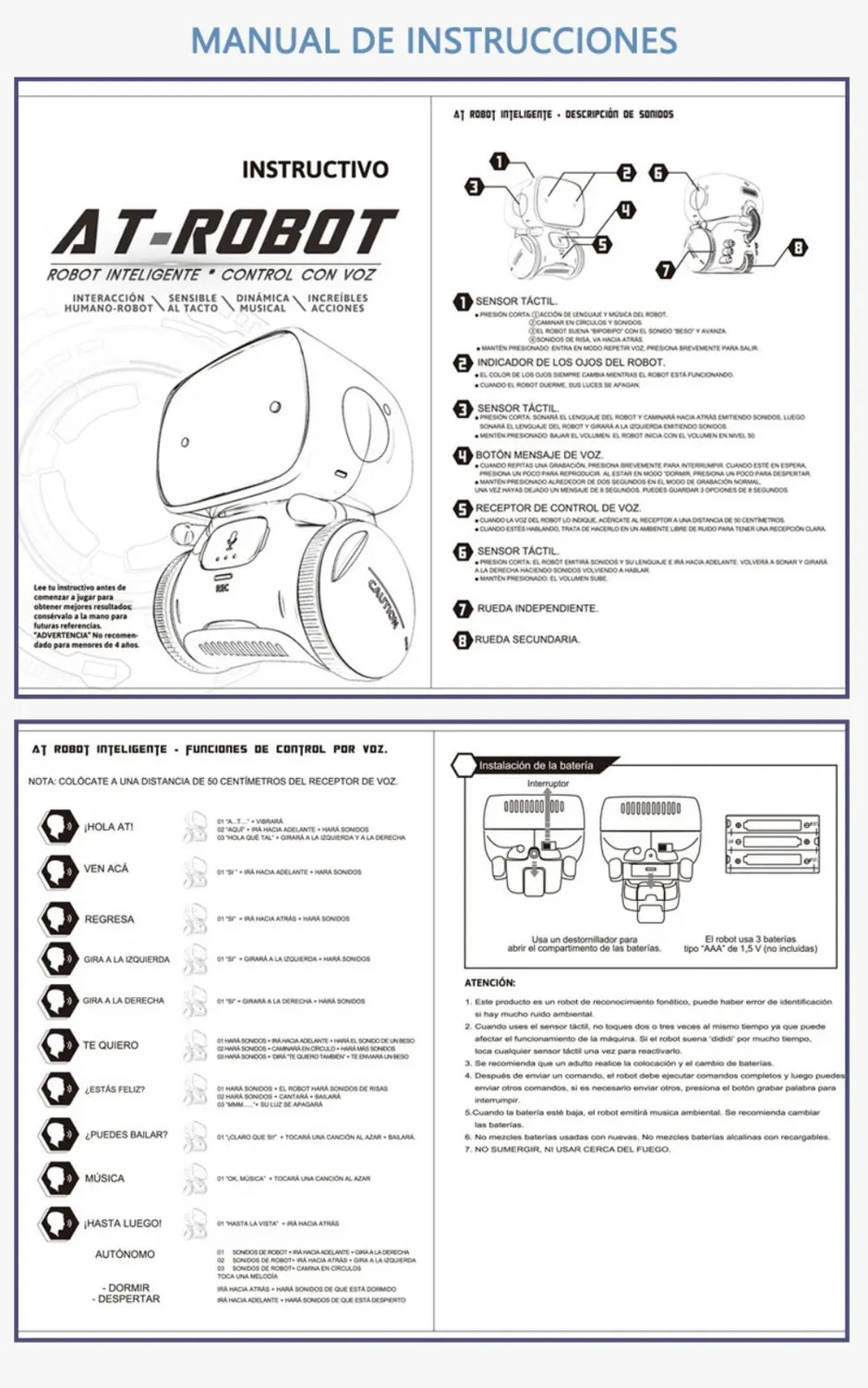 Toy Robot Intelligent Robots Russian & English & Spanish Version Voice & Touch control Toys Interactive Educational RC Robot - Kergle