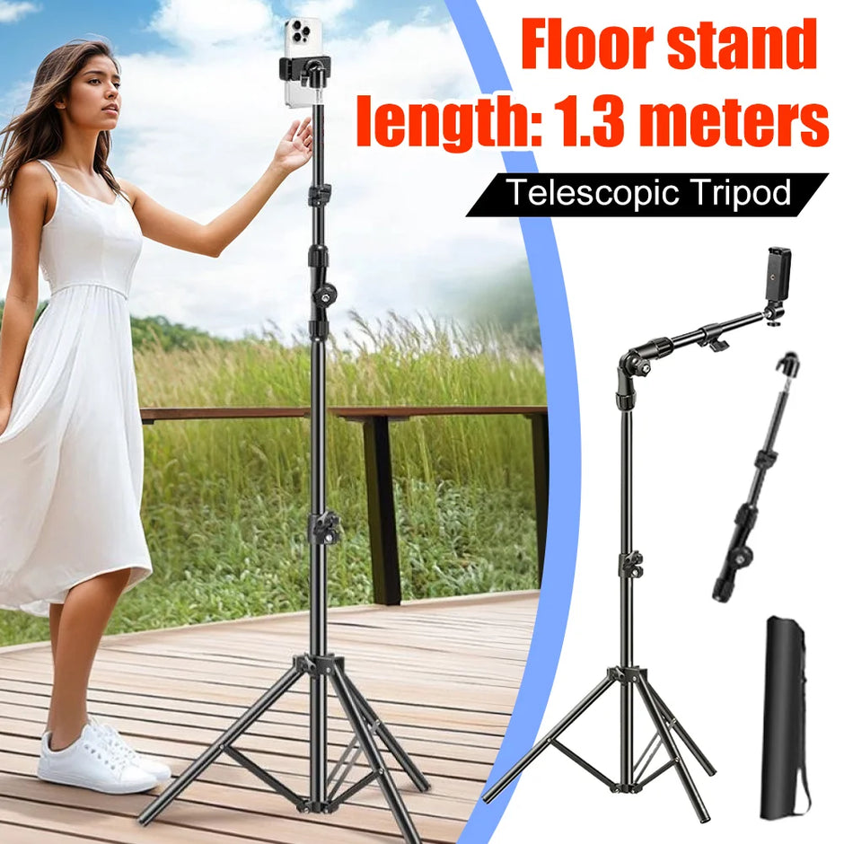 Phone Tripod Adjustable Horizontal Overhead Tripod Cell Phone Tripod Stand for Video Recording/Watching/Vlog Live Stream Tripod - Kergle
