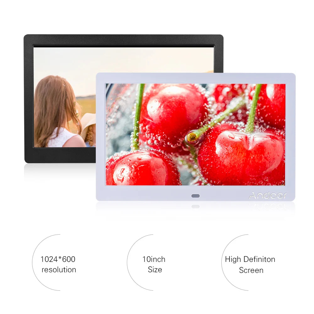 10 Inch Wide LCD Screen Digital Photo Frame 1024 * 600 High Resolution Electronic Photo Frame with MP3 MP4 Video Player Calendar
