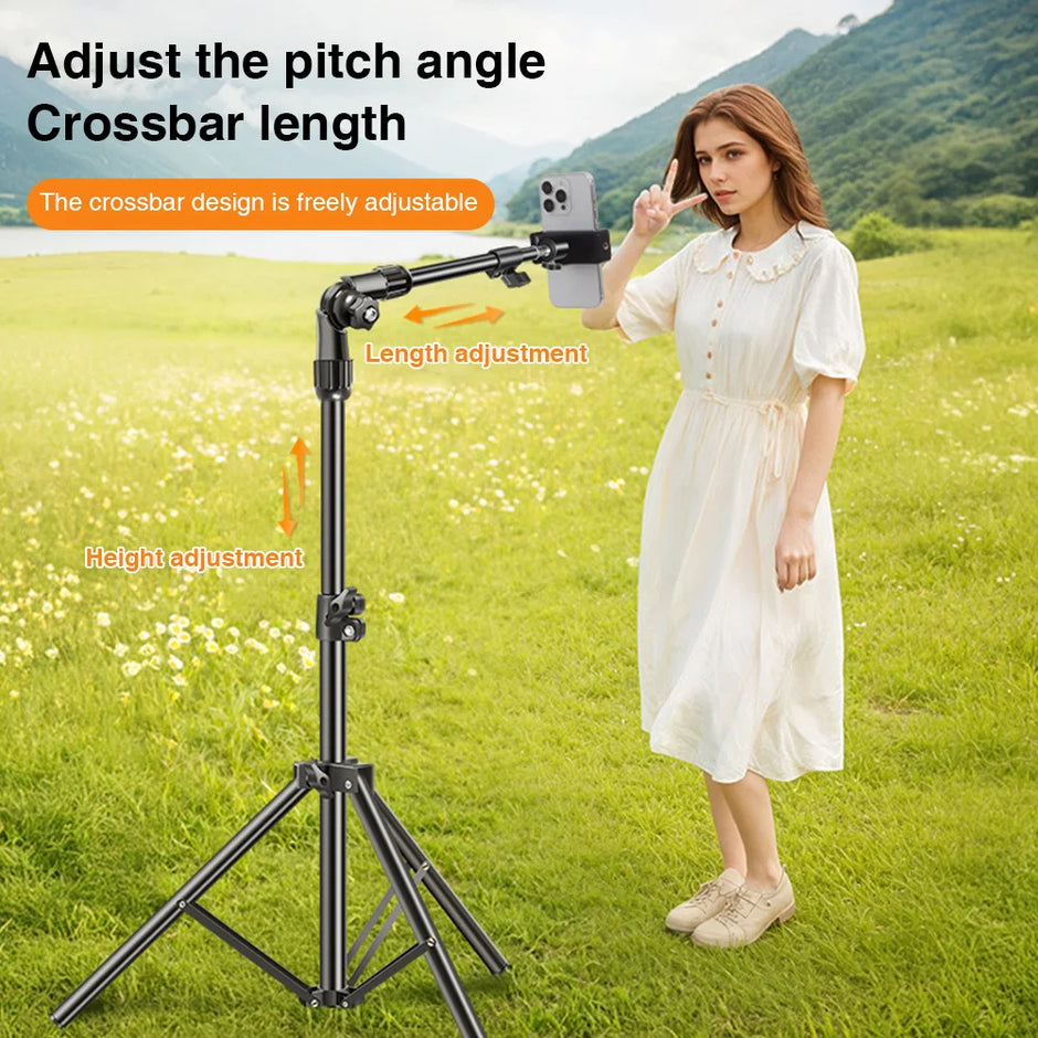 Phone Tripod Adjustable Horizontal Overhead Tripod Cell Phone Tripod Stand for Video Recording/Watching/Vlog Live Stream Tripod - Kergle