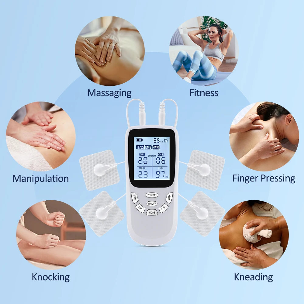 Electronic Pulse Massager TENS EMS Muscle Stimulator Physiotherapy Instrument Multiple Output Meridian Apparatus Health Care - Kergle