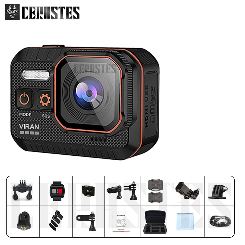 Action Camera 4K60FPS WiFi Anti-shake Action Camera With Remote Control Screen Waterproof Sport Camera drive recorder - Kergle