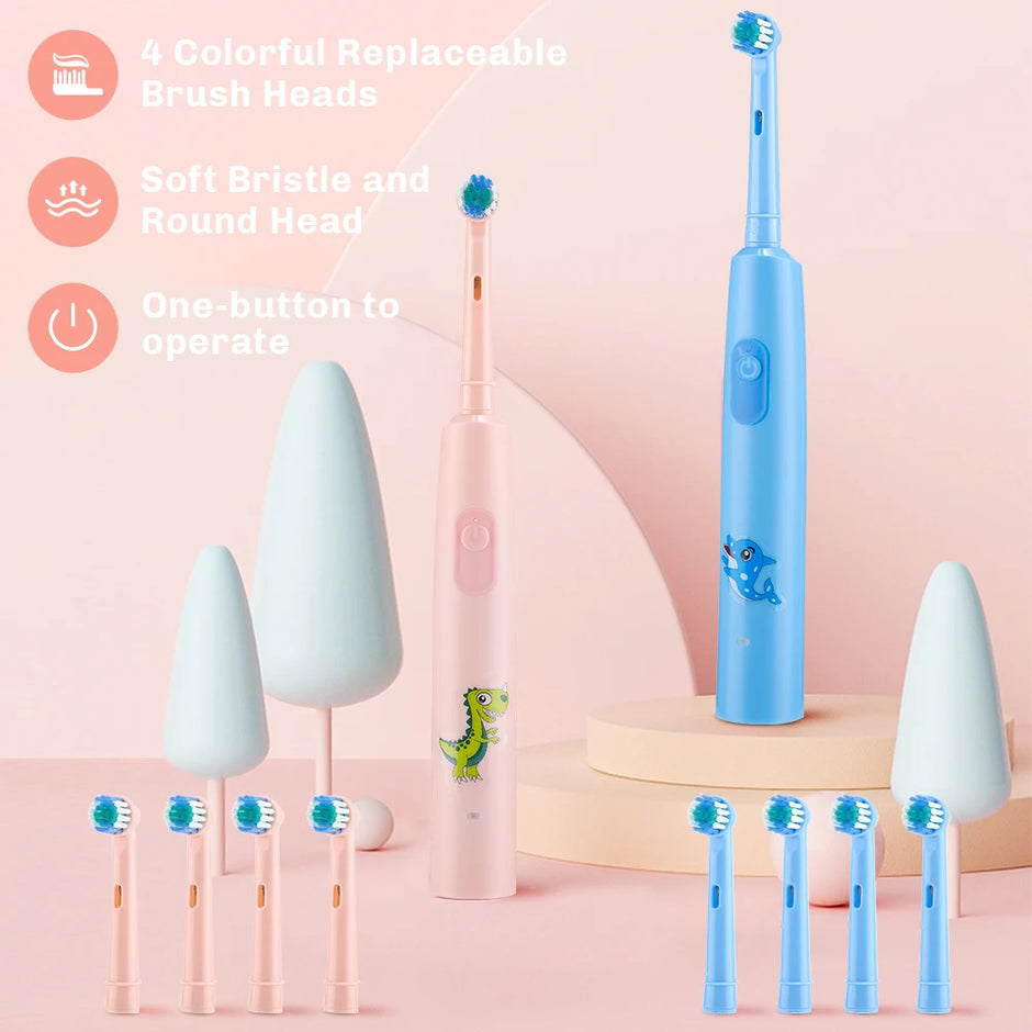 Smart Rotating Electric Toothbrush, Rechargeable Toothbrush with 4 Heads, Adults Soft Toothbrush - Kergle