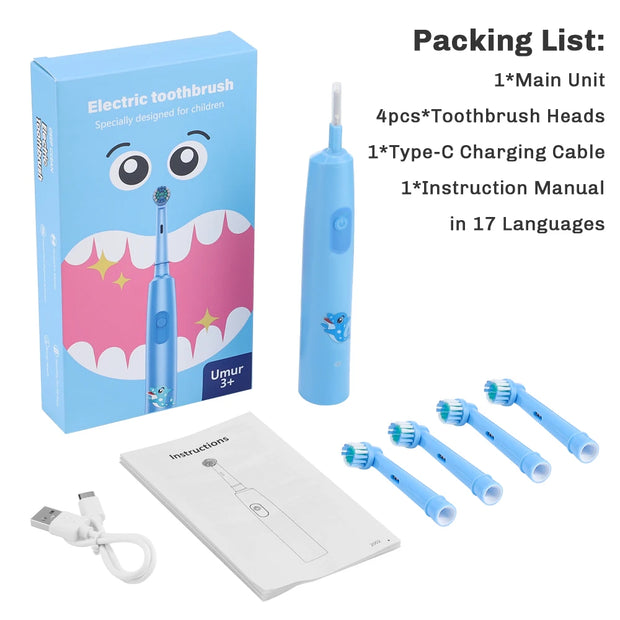 Smart Rotating Electric Toothbrush, Rechargeable Toothbrush with 4 Heads, Adults Soft Toothbrush - Kergle