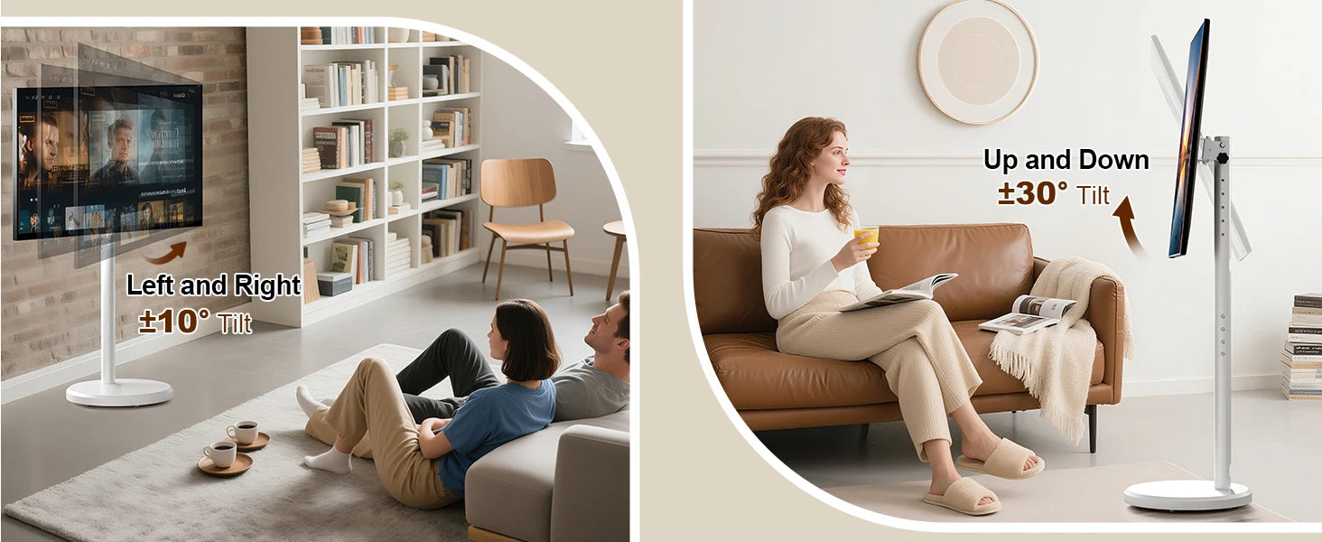 Rolling TV Cart for 10-42 Inch TV Stand Mobile Computer Stand Vertical Monitor Stand Screen Hanger Floor Art Display Stand - Kergle