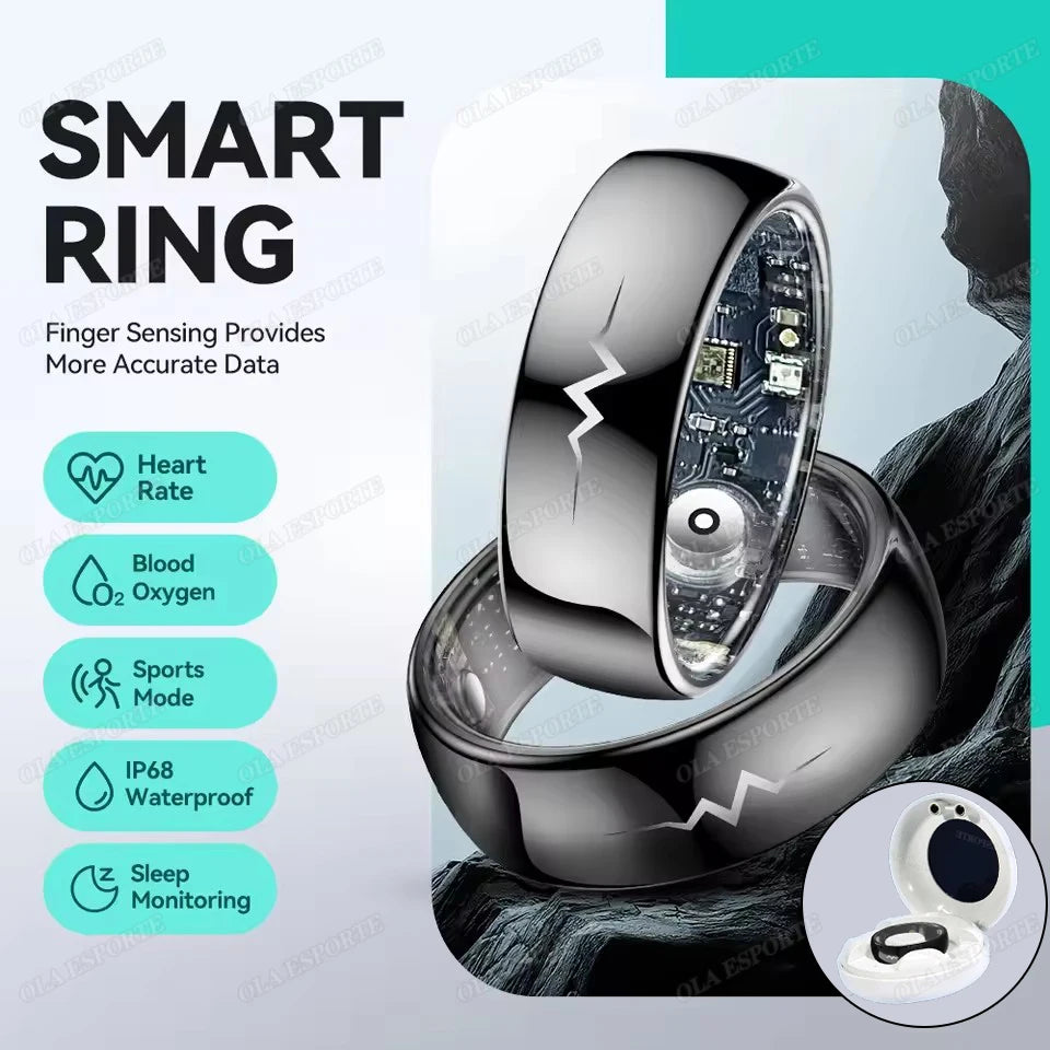 New ECG Monitor Smart Ring 2025 Heart Rate Blood Oxygen Health Monitoring Multi-sport Mode Temperature 3ATM Waterproof Smartring - Kergle