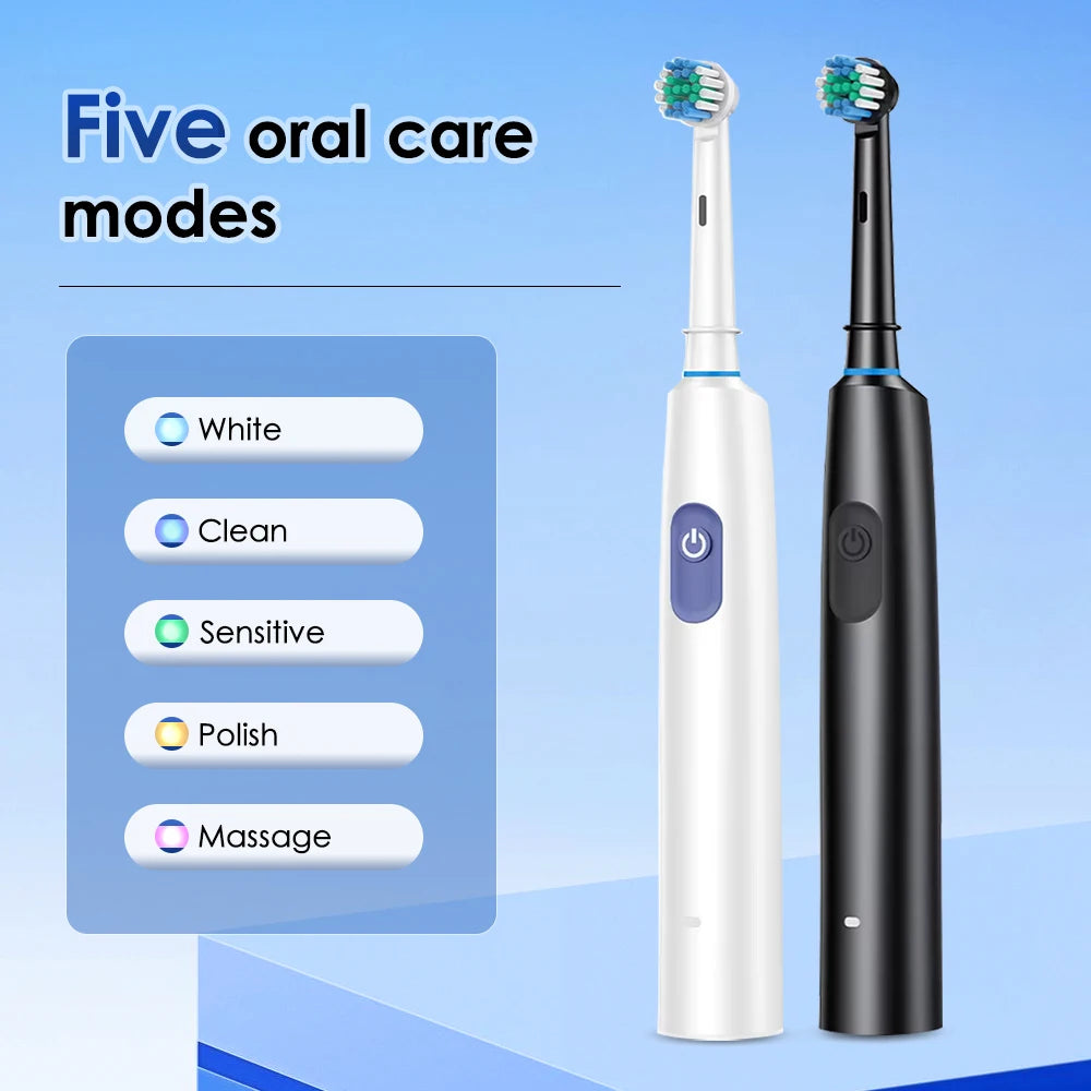 Smart Rotating Electric Toothbrush, Rechargeable Rotary Toothbrush with 4 Heads, Electric Toothbrush for Adults Soft Replacement
