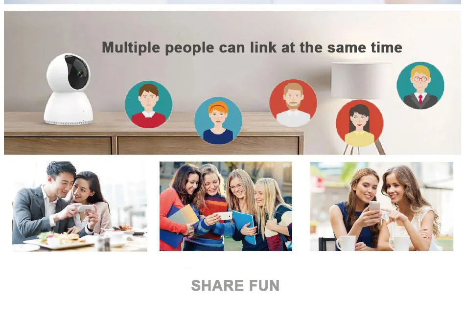 Smart Camera 1080P 360 Angle WiFi Night Vision Webcam Video IP Camera Baby Security Monitor AI Auto Tracking for Smartlife APP