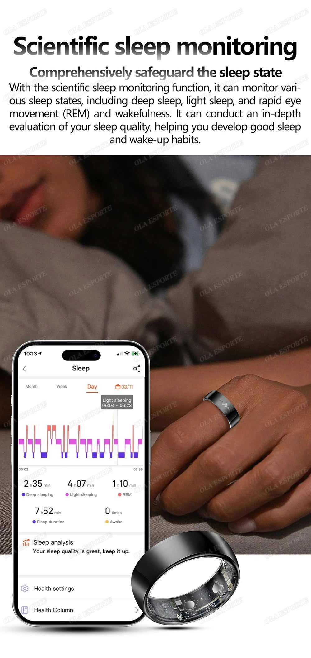 New ECG Monitor Smart Ring 2025 Heart Rate Blood Oxygen Health Monitoring Multi-sport Mode Temperature 3ATM Waterproof Smartring - Kergle