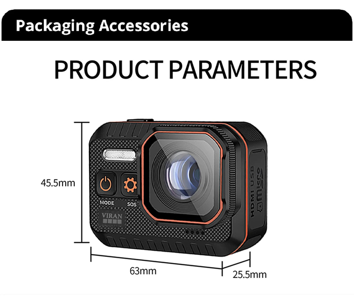 Action Camera 4K60FPS WiFi Anti-shake Action Camera With Remote Control Screen Waterproof Sport Camera drive recorder - Kergle