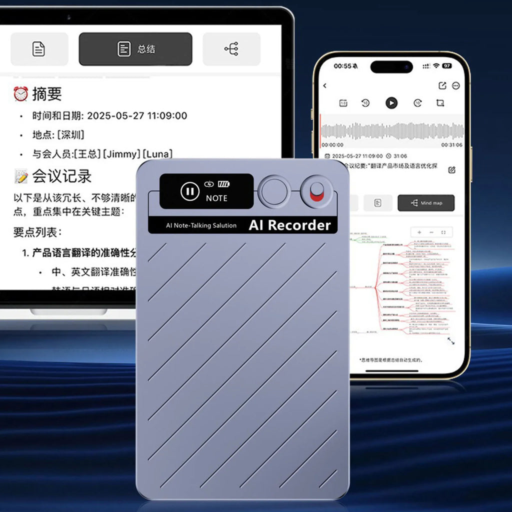 AI Mag-safe Voice Recorder, Notetaking Device for Meetings & Lectures, AI Transcription & Summarization for 118+ Languages