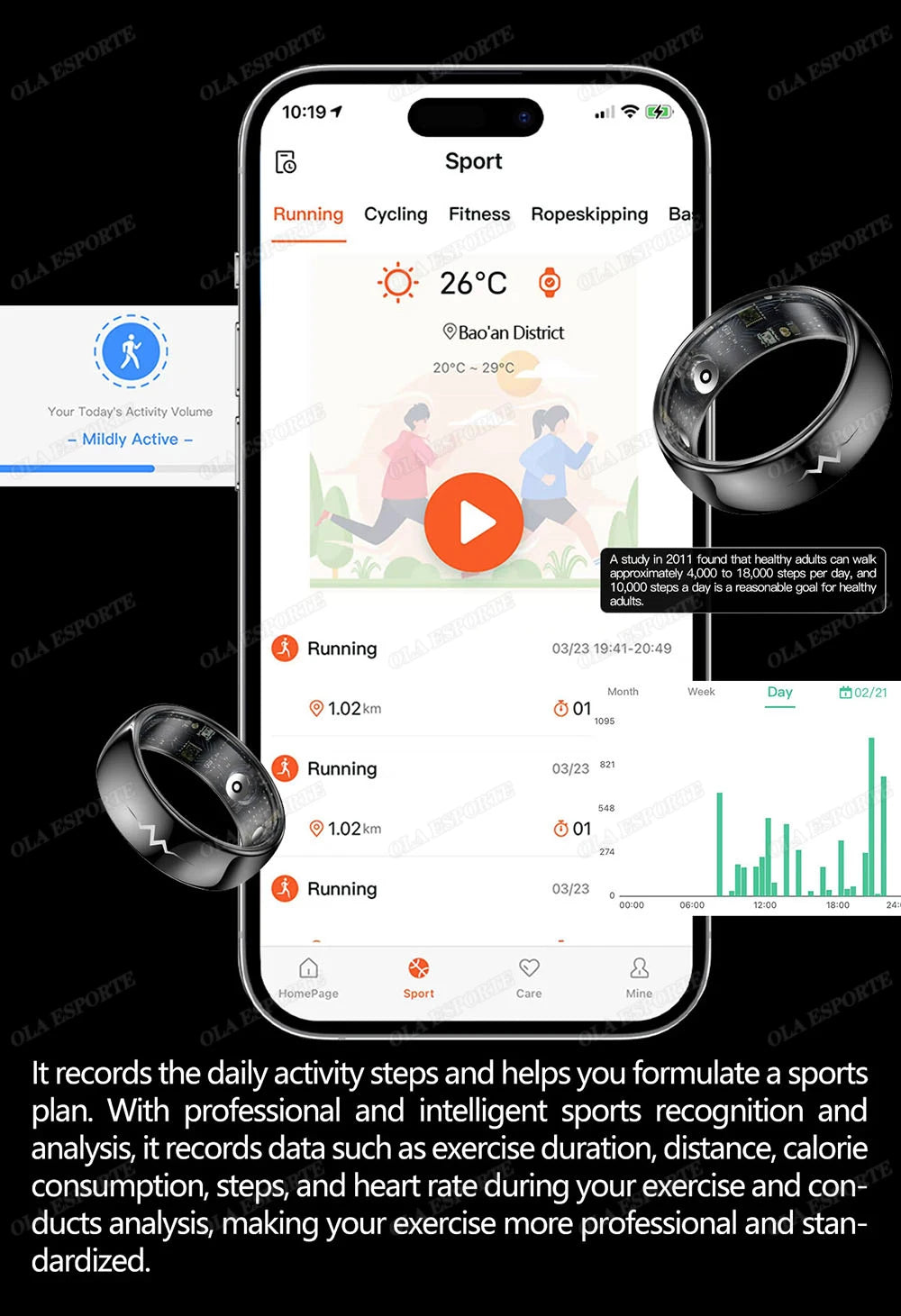 New ECG Monitor Smart Ring 2025 Heart Rate Blood Oxygen Health Monitoring Multi-sport Mode Temperature 3ATM Waterproof Smartring - Kergle