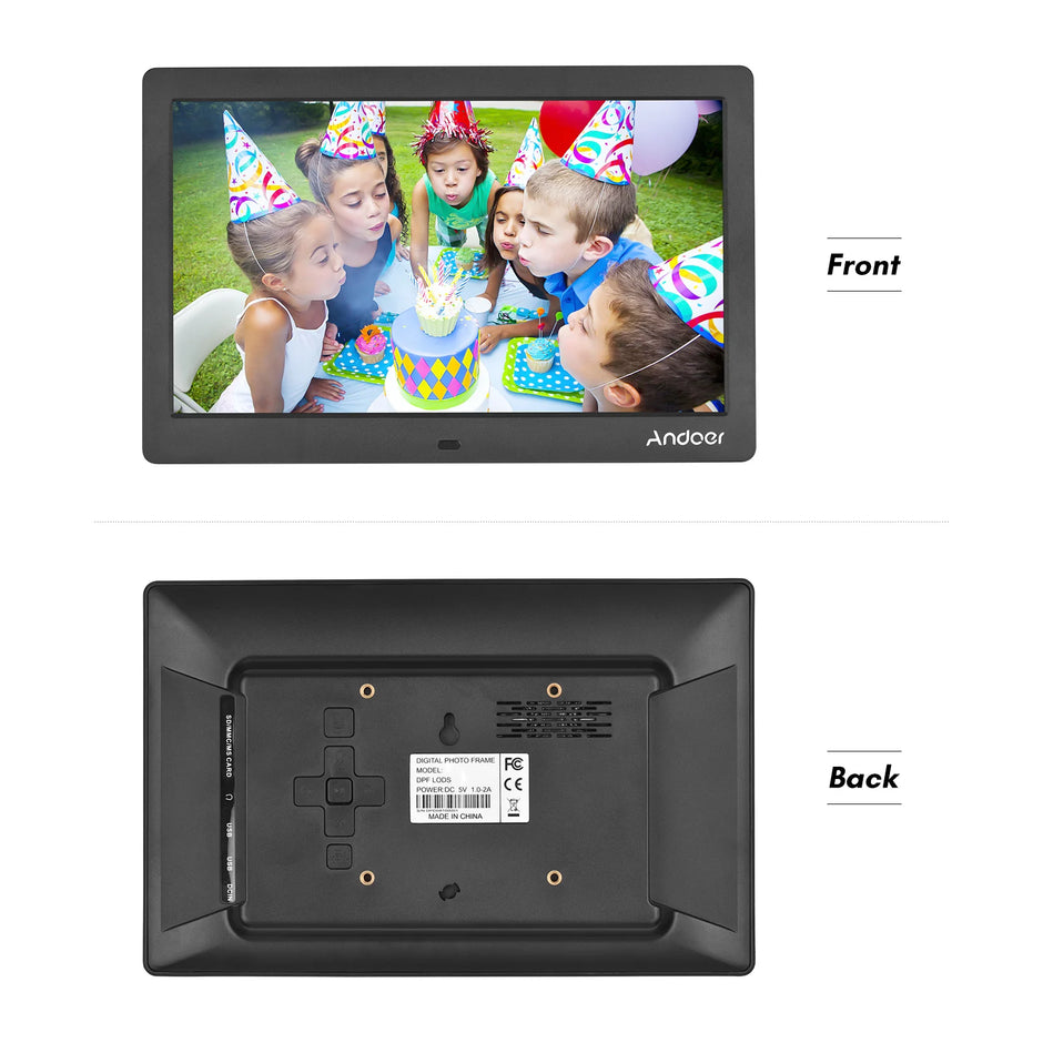 10 Inch Wide LCD Screen Digital Photo Frame 1024 * 600 High Resolution Electronic Photo Frame with MP3 MP4 Video Player Calendar - Kergle