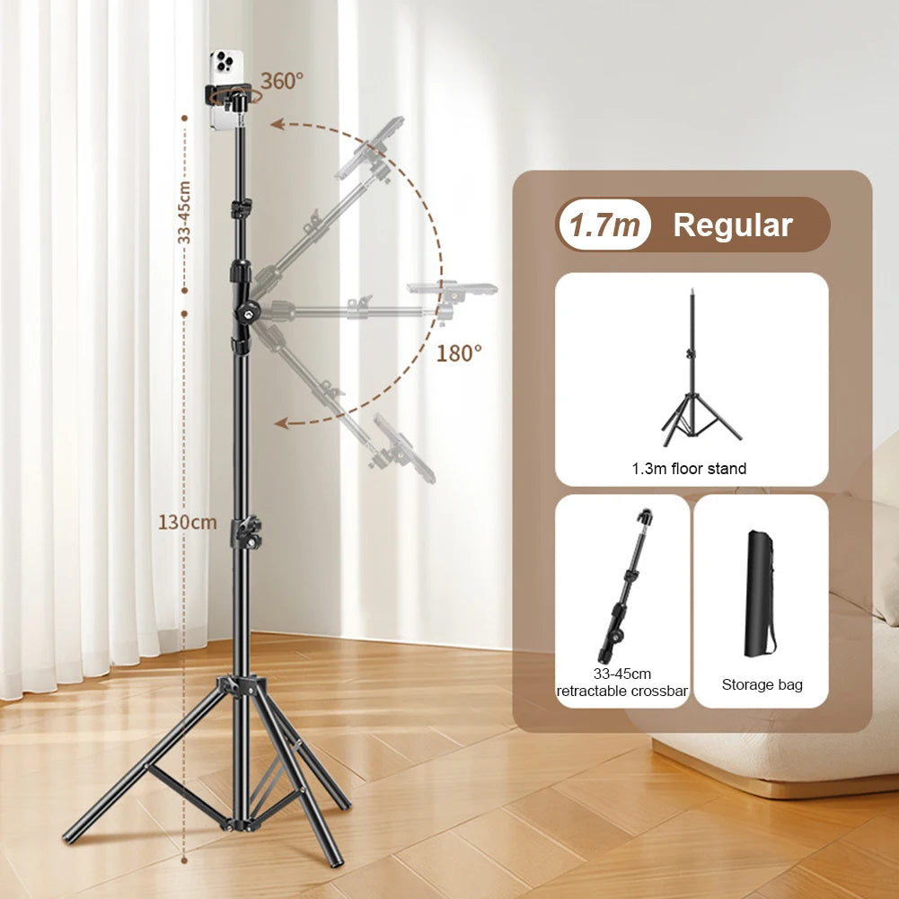 Phone Tripod Adjustable Horizontal Overhead Tripod Cell Phone Tripod Stand for Video Recording/Watching/Vlog Live Stream Tripod - Kergle