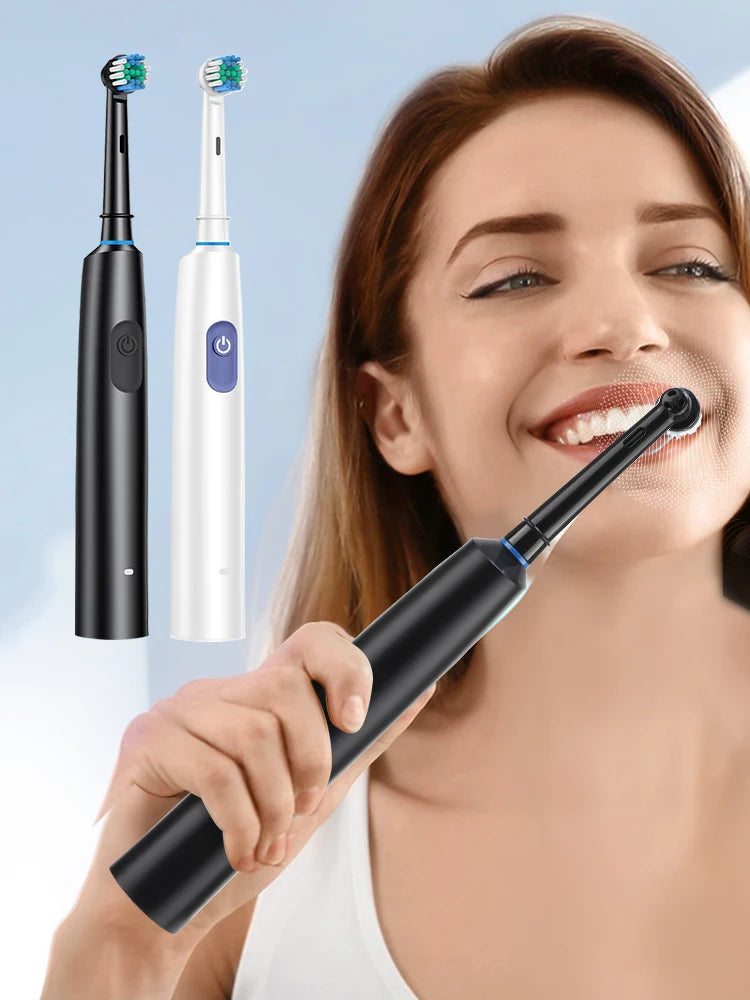 Smart Rotating Electric Toothbrush, Rechargeable Toothbrush with 4 Heads, Adults Soft Toothbrush - Kergle