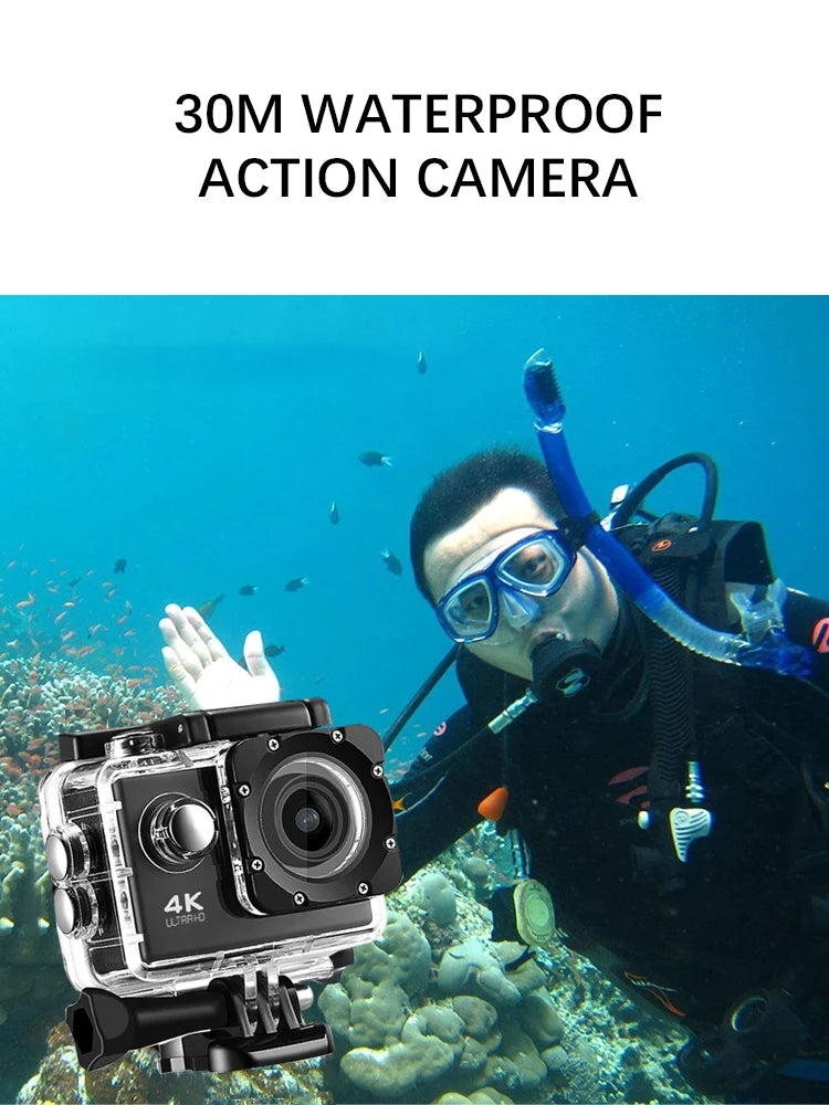  Action Camera 4K WiFi 2.0 Inch Touch Screen 140° Wide Angle Video Recording 30M Waterproof Bicycle Motorcycles Sports Cameras - Kergle