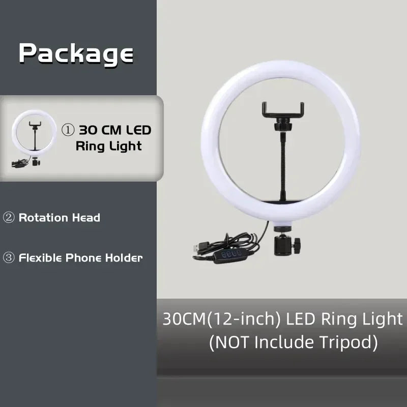 12 Inch Ring Light, Dimmable USB LED for Phone Photography, Live Streaming, For YouTube TikTok Videos - Kergle