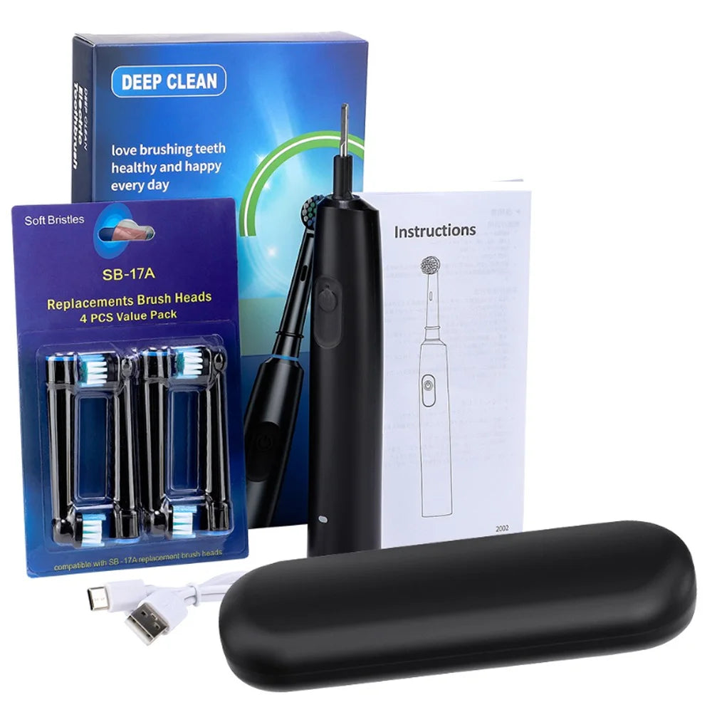 Smart Rotating Electric Toothbrush, Rechargeable Rotary Toothbrush with 4 Heads, Electric Toothbrush for Adults Soft Replacement
