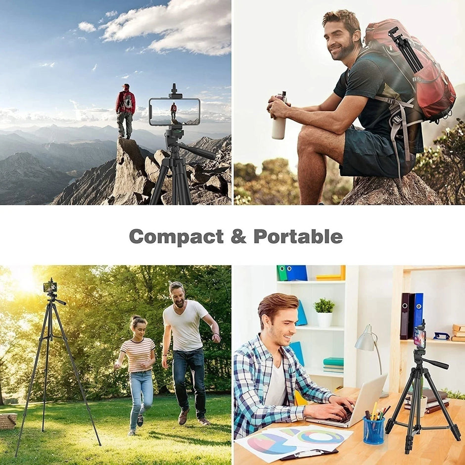Tripod For Phone Camera Tripod Stand with Bluetooth Remote Phone Holder Lightweight Universal Photography For Xiaomi Huawei DSLR - Kergle