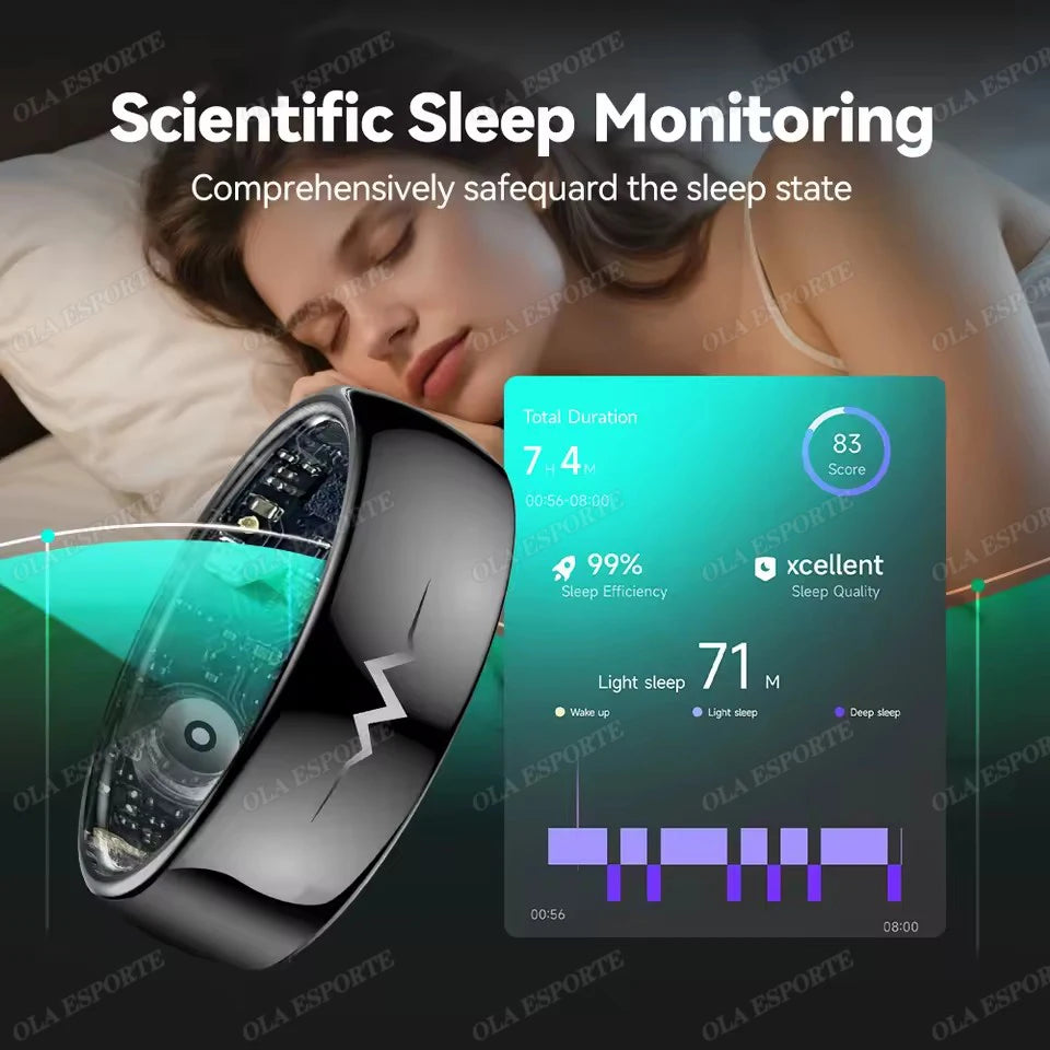 New ECG Monitor Smart Ring 2025 Heart Rate Blood Oxygen Health Monitoring Multi-sport Mode Temperature 3ATM Waterproof Smartring - Kergle
