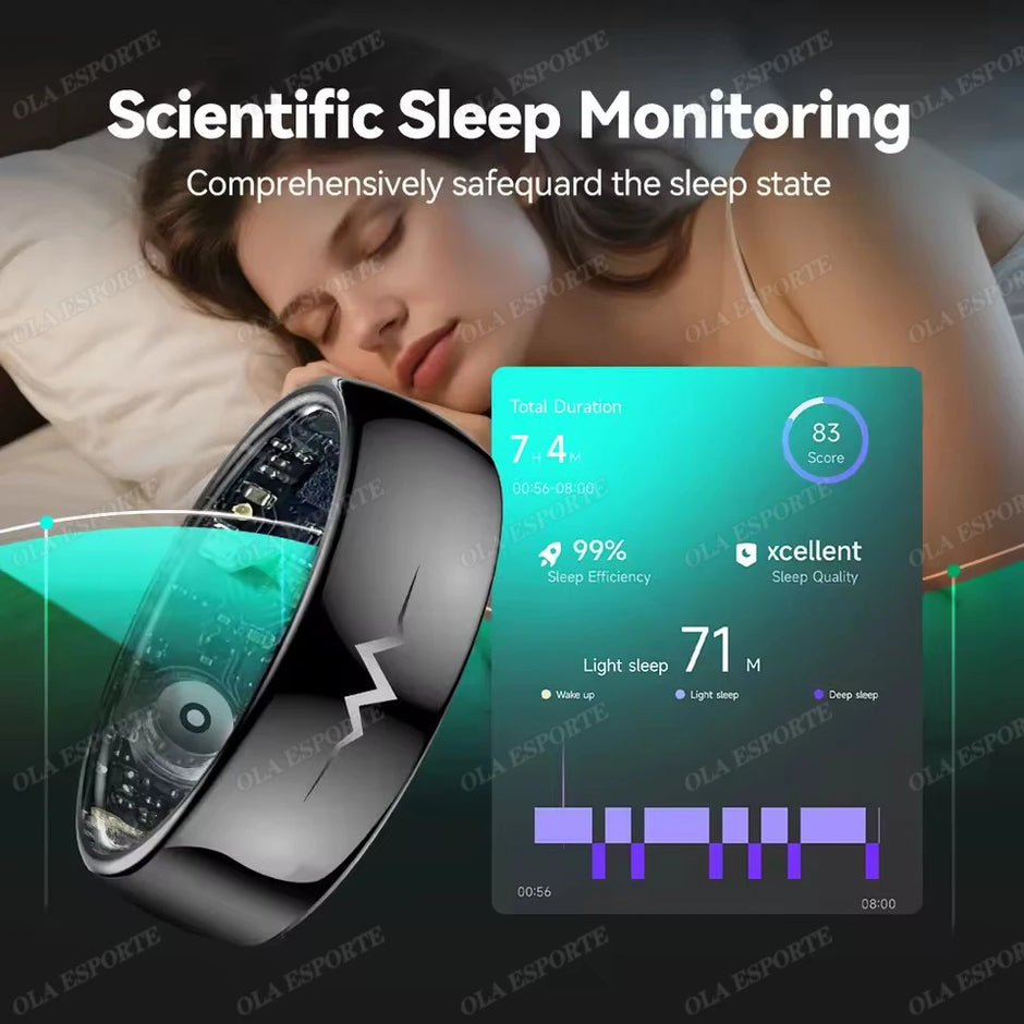 New ECG Monitor Smart Ring 2025 Heart Rate Blood Oxygen Health Monitoring Multi-sport Mode Temperature 3ATM Waterproof Smartring - Kergle