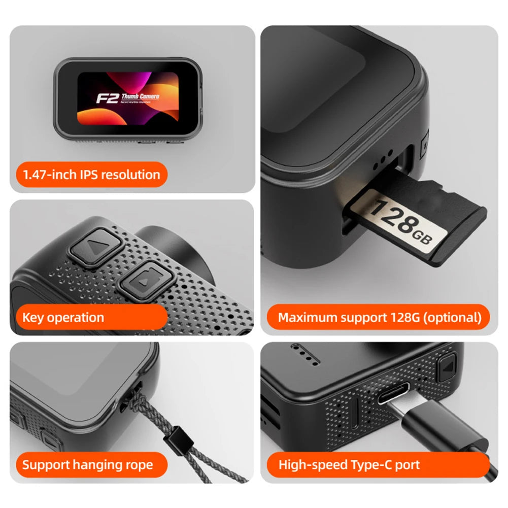 Thumb Actions Camera HD Motion Recorder Camera Cycle Riding VCR Pet Camera Mini Portable Sports DV Body-Cam For Photography