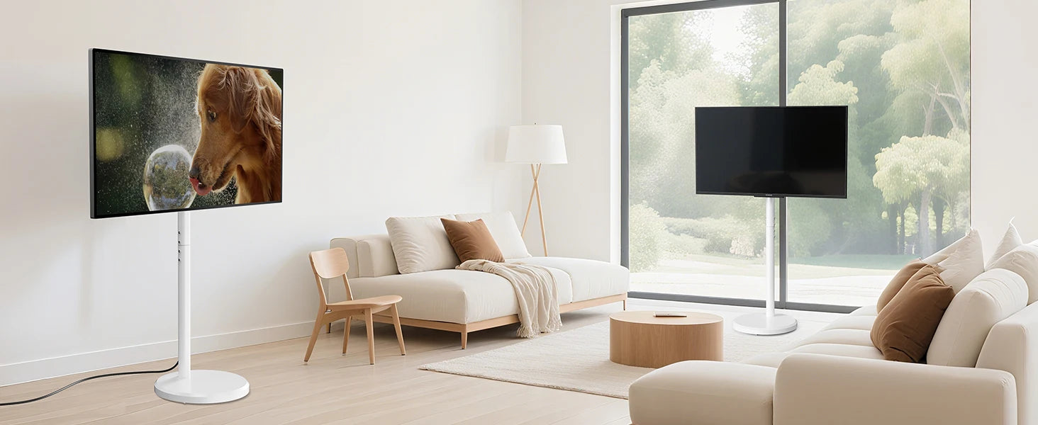 Rolling TV Cart for 10-42 Inch TV Stand Mobile Computer Stand Vertical Monitor Stand Screen Hanger Floor Art Display Stand - Kergle