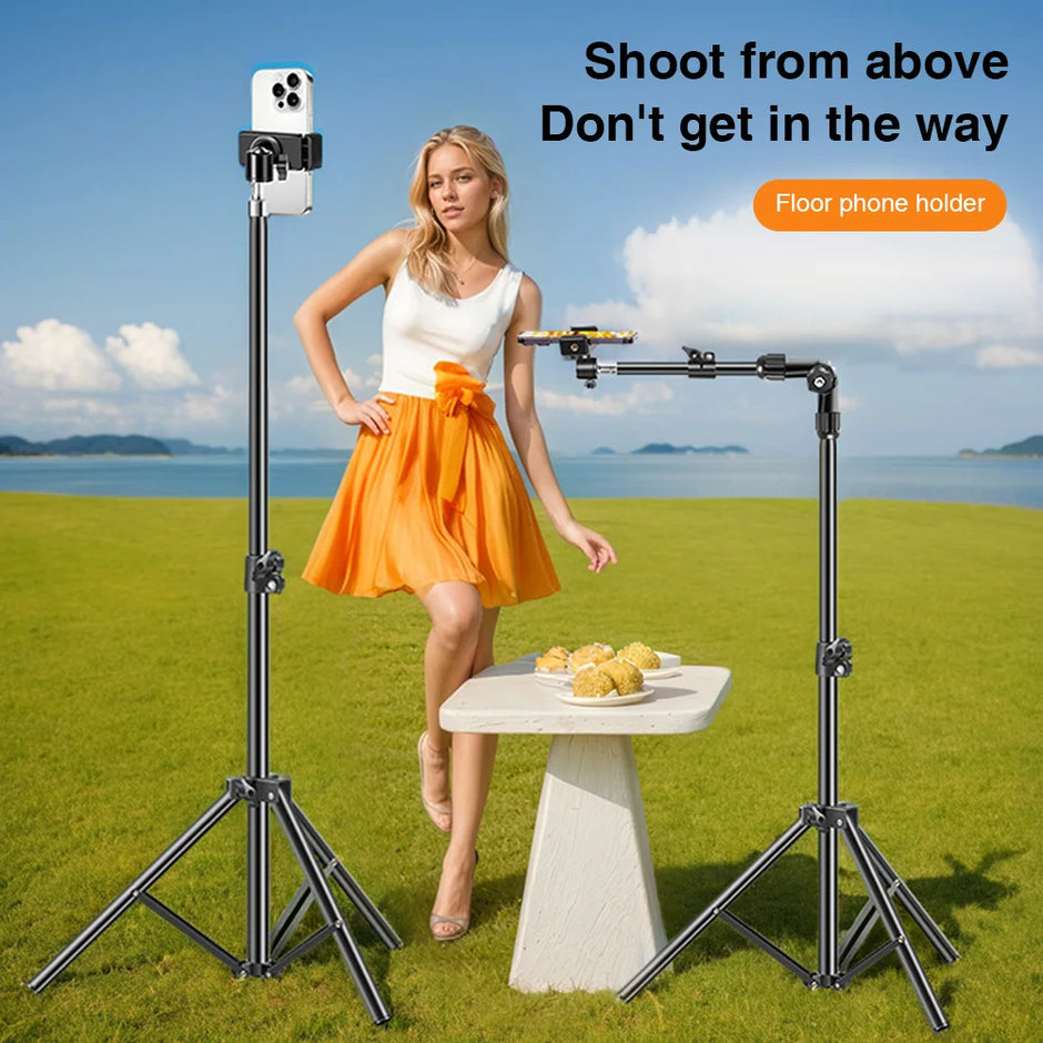 Phone Tripod Adjustable Horizontal Overhead Tripod Cell Phone Tripod Stand for Video Recording/Watching/Vlog Live Stream Tripod - Kergle