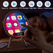 Smart Bluetooth Speaker Wireless Mirror Sound Box Desktop Alarm Clock with LED Night Light Music Player - Kergle