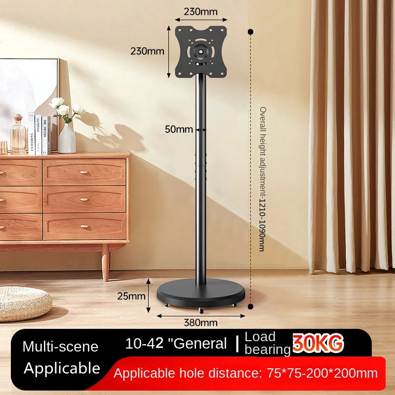 Rolling TV Cart for 10-42 Inch TV Stand Mobile Computer Stand Vertical Monitor Stand Screen Hanger Floor Art Display Stand - Kergle