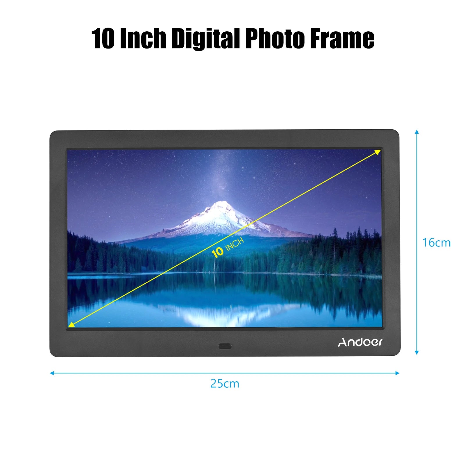 10 Inch Wide LCD Screen Digital Photo Frame 1024 * 600 High Resolution Electronic Photo Frame with MP3 MP4 Video Player Calendar