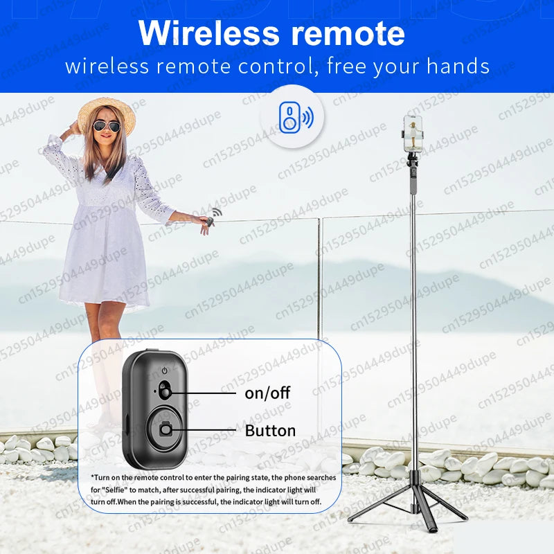 Tripod for Mobile Phone,2m Portable Selfie Stick with Wireless Remote Shutter,Stand for Camera Phone Photography - Kergle