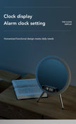 Smart Bluetooth Speaker Wireless Mirror Sound Box Desktop Alarm Clock with LED Night Light Music Player - Kergle
