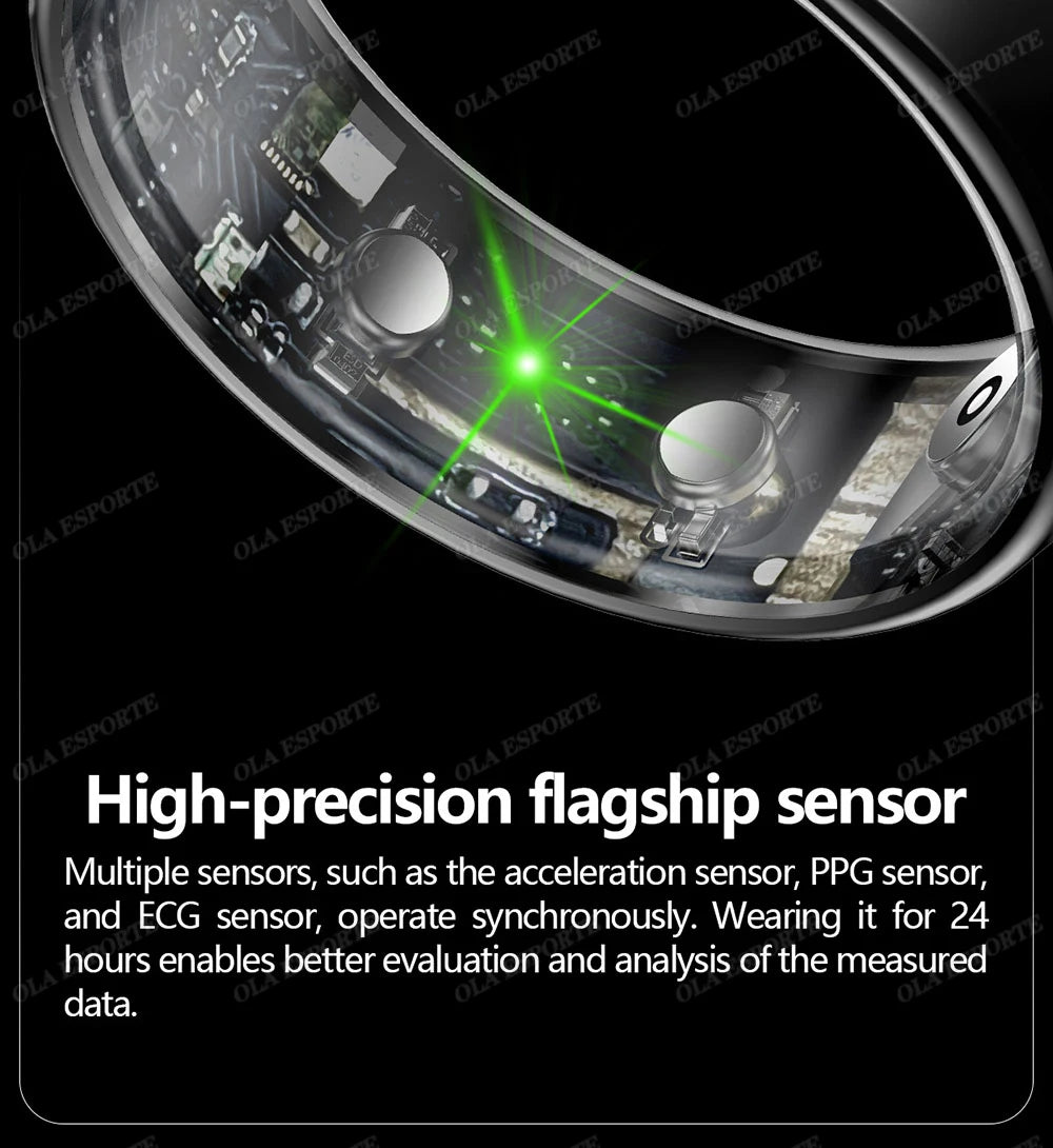 New ECG Monitor Smart Ring 2025 Heart Rate Blood Oxygen Health Monitoring Multi-sport Mode Temperature 3ATM Waterproof Smartring - Kergle