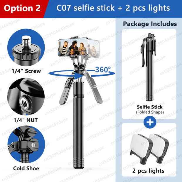 Tripod for Mobile Phone,2m Portable Selfie Stick with Wireless Remote Shutter,Stand for Camera Phone Photography - Kergle